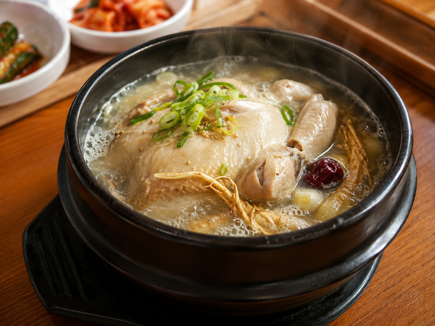 뚝배기에서 먹음직스럽게 끓고 있는 여름철 대표 보양식 삼계탕